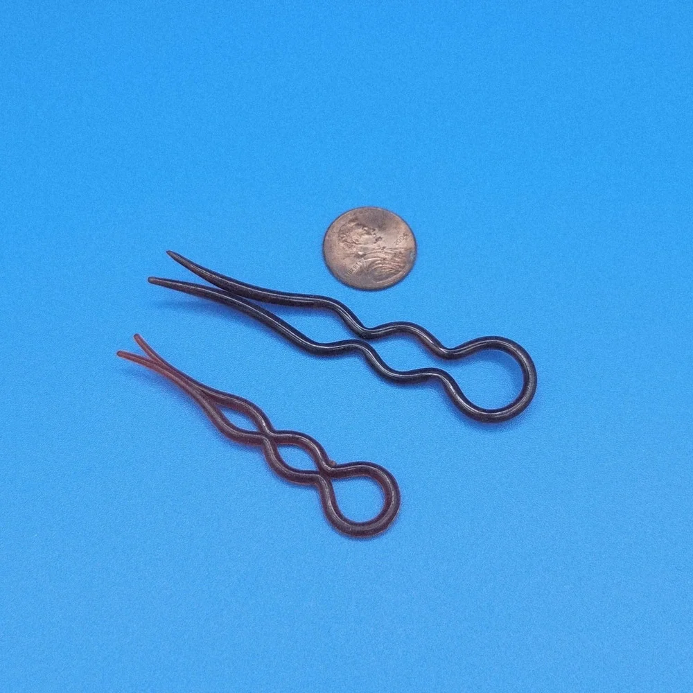 Antique Chignon Hair Pins‎ - Tortoise and Brown - set of two